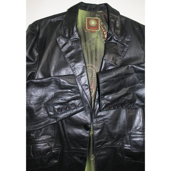 Kuhlman Genuine Leather Black Jacket paisley lining Men Size 3 / M - Picture 5 of 10